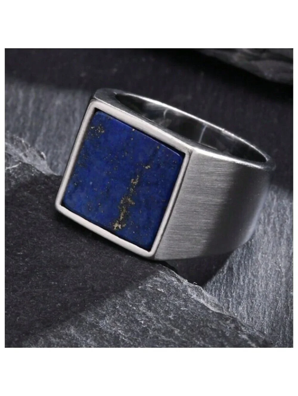 Blue lapis lazuli - Ring - Stainless Steel - Size 9